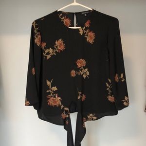 Floral Tie-Front Blouse from Dynamite